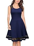 Miusol Women's 1950'S Floral Lace Contrast Halter Party Mini Dress