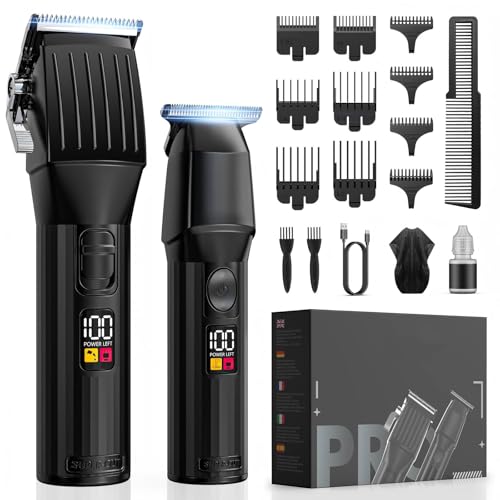 Haarschneidemaschine, Profi Set Bartschneider & Haartrimmer, leise - InklHaarschneideset, wiederaufladbarer T-Blade-Rasierer, Geschenkidee für Herren