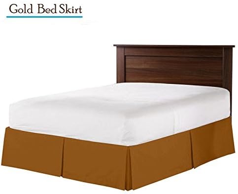 Greatest A's Real 400 Thread Count Split Corner Bed Skirt / Dust Ruffle/Valance KING Size Solid Gold 16" inches Drop Egyptian Cotton Quality Wrinkle &amp; Fade Resistant Bed skirt.