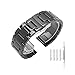 Ceramic Links Watch Band with Quick Release Pins 20mm/22mm Butterfly Buckle Deployment Clasp Press Button Strap Bracelet Smart Watch Wristband, White or Black