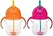 Munchkin Click Lock 7 Ounce Weighted Flexi-Straw Cup, 2 Pack, Orange/Pink