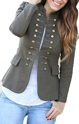 XiaoTianXinWomen XTX Womens Steampunk Stand Collar Double Breasted Slim Blazer Jacket Coat