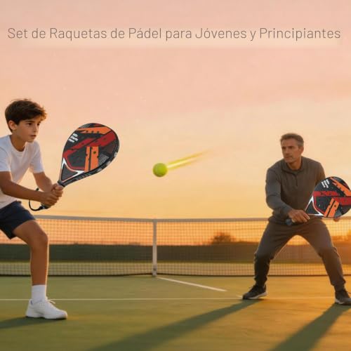 Padel Racket for Beginners and Youth Lightweight Padel Racket 330g ABS Surface Non-slip Grip Adjustable Safety Cord Ideal for Training and Matches