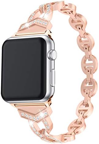 Sansee Watch Wrist Straps Crystal Metal Watch Bands Elite Premium Seat Belt Watch Band Replacement for Apple Watch Series 42/44mm