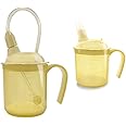 XGOPTS Elderly Care Cup Drinking Aids Feeding Cup for Disabled Bedridden Patients Adult Nursing Cup Flow Dysphagia Control Liquid Feeder Bottle Sippy Cups with Silicone Straw, 300ml