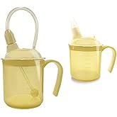 XGOPTS Elderly Care Cup Drinking Aids Feeding Cup for Disabled Bedridden Patients Adult Nursing Cup Flow Dysphagia Control Liquid Feeder Bottle Sippy Cups with Silicone Straw, 300ml