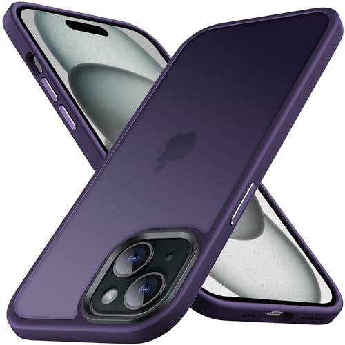Anqrp Designed for iPhone 15 Case, [Military Shockproof] Super Soft Silicone Slim Translucent Matte Protective Phone Cover, Compatible with iPhone 15 6.1, Dark Purple