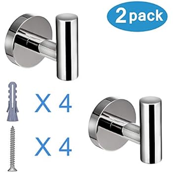 Polished Chrome Towel Coat Hooks SUS304 Stainless Steel Bathroom Clothes Garage Hotel Cabinet Closet Sponges Robe Hook Wall Mounted Round Kitchen Heavy Duty Bath Door Hanger 2 Pack,Coranso