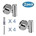 Polished Chrome Towel Coat Hooks SUS304 Stainless Steel Bathroom Clothes Garage Hotel Cabinet Closet Sponges Robe Hook Wall Mounted Round Kitchen Heavy Duty Bath Door Hanger 2 Pack