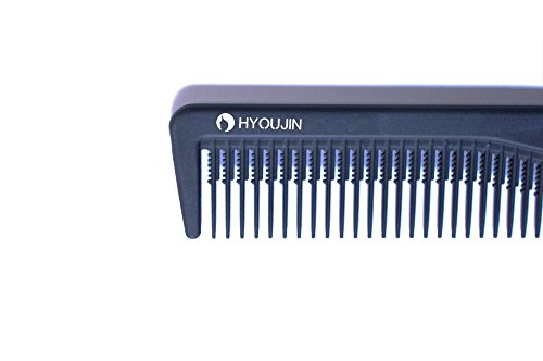 HYOUJIN 615 Black Carbon 5 Metal Prong Styling Comb Lift Teasing Comb 100% Anti static 230℃ Heat Resistant for parting separate section bun hairstyle...