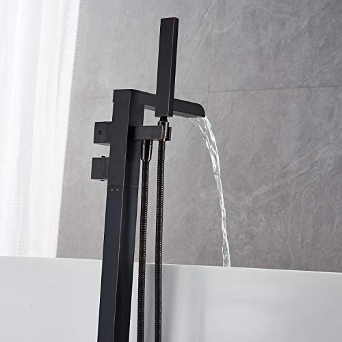 Wowkk Thermostatic Freestanding Bathtub Faucet Waterfall Tub Filler Oil