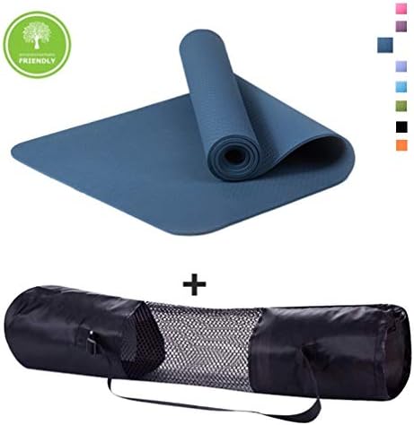 Polly House Eco-Friendly 100% TPE High Density Exercise Yoga Mat for Pilates, Extra Thick 8mm, Free Quality Carrying Bag, Excellent Cushion, Anti-Skid and Light-Weight, Size 72”X24”