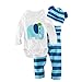 FEITONG Baby 3PC Unisex Climbing Clothes Baby Rompers Sets (6-12months, Blue)