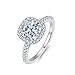 2.5ct Cushion Cut Petite Micropave Floating Halo Simulated Diamond CZ Engagement Rings Women