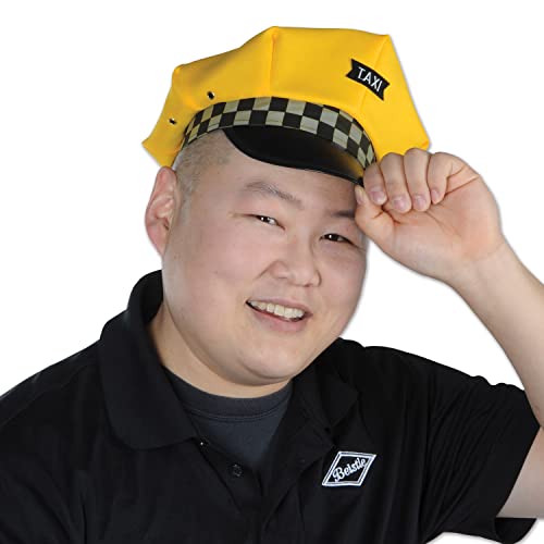 Beistle Taxi Cab Drivers Novelty Hat, Costume Accessory, One Size, Yellow/Black/White (66032) on