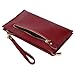 YALUXE Women's Large Capacity Leather Wristlet Checkbook Wallet Smartphone Clutch Small Shoulder Bag with Chain