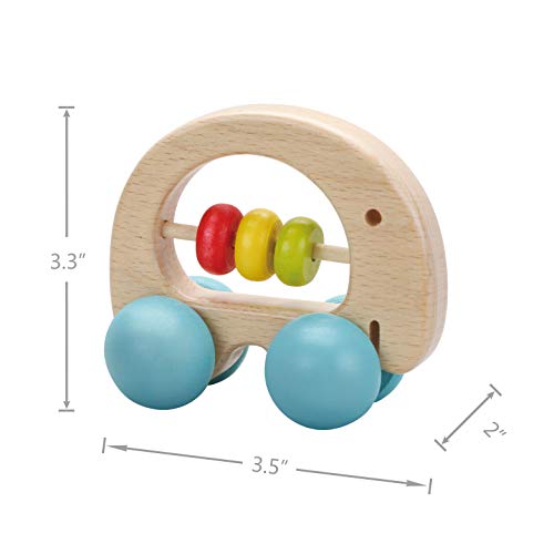 Classic World Wooden Rattle, Elephant Baby Rattle Wood Teether Grasping