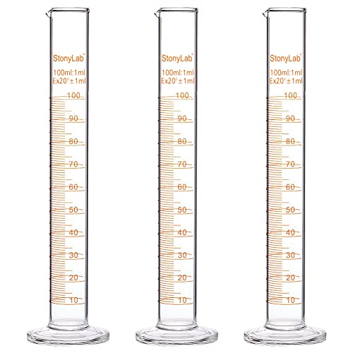 StonyLab 3-Pack Borosilicate Glass 100ml Heavy Wall