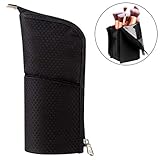 Makeup Brush Holder Organizer Bag Professional Artist Brushes Travel Bag Stand-up Makeup Cup Waterproof Dust-proof Brush Storage Pouch Case (Black)