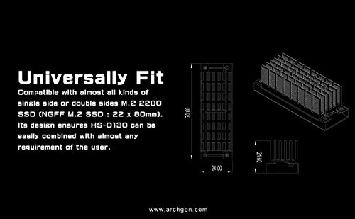 archgon-HS-0130-Disipador-de-Calor-para-el-refrigerador-M2-SSD-2280-PCIe-NVMeSATA-25-mm-de-Altura-Aluminio-Almohadilla-trmica-2X-Montaje-con-Clip-de-Muelle-pasivo-Rojo