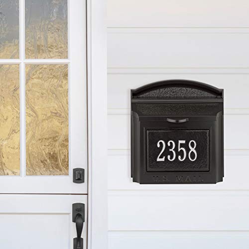 Whitehall Custom Wall Mount Mailbox, Personalized House Number Mail Box, Aluminum Locking
