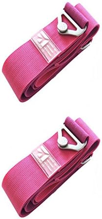 Travelholic Luggage Strap Travel Accessories Suitcase Belt Trolley Adjustable Compartment Luggage Straps 168cm Metal Buckle Tag (2-PCS-Pink)