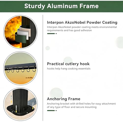 Aoxun 5x8 Hardtop Gazebo with Galvanized Steel Roof, Aluminum BBQ Pavilion image 11