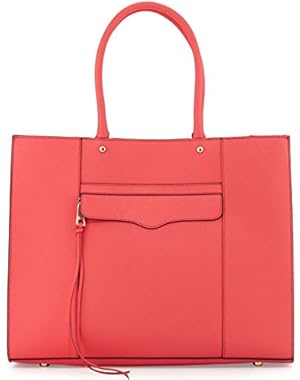 MAB Large Saffiano Tote Shoulder Bag - Coral