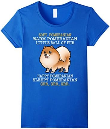 Women's Pomeranian LITTLE BALL OF FUR T-shirts Medium Royal Blue