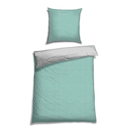 Schiesser Renforcé Bettwäsche Doubleface mint - silber Wendebettwäsche / 2-teilig / 100% Baumwolle / versch. Größen erhältlic