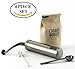 SALE NOW Quantahome Manual Coffee Grinder adjustable ceramic burr with Bag, Brush & Scoop. Stainless Steel-Best for perfect ground coffee, spices and herbs-Aero press compatible