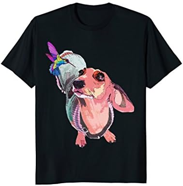Hummingbird and dachshund T-shirt by Pelari Design