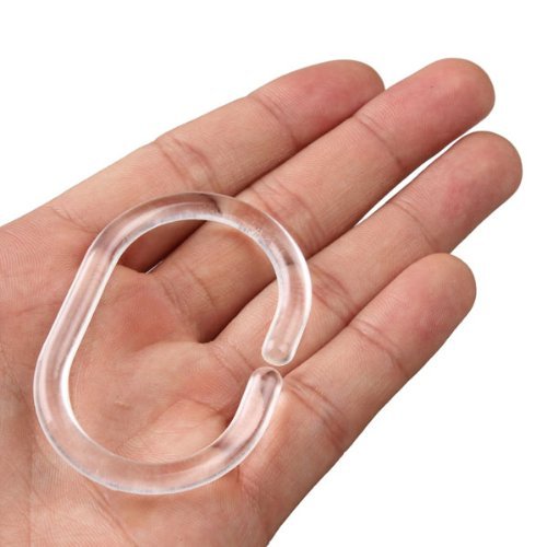 Dealglad® 24pcs Flexible Plastic Clear C Type Bathroom Shower Curtain Liner Hooks Rings