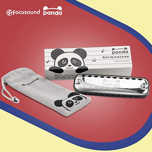 Focusound Panda Harmonica For Kids, Diatonic Key Of C, Smooth Rounded