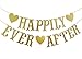 Happily Ever After Glitter Bunting Banner, Engagement,Bridal Shower, Wedding Party Decorations (Gold)