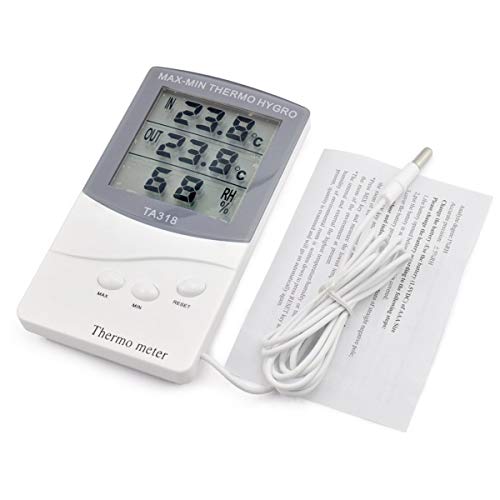 Yesbaby Digital LCD Indoor/Outdoor Thermometer Indoor Outdoor Hygrometer Humidity Thermometer Temperature Meter Min/Max Value 1.5m Sensor Wire for The Management of Air Conditioning Office Hotel Room