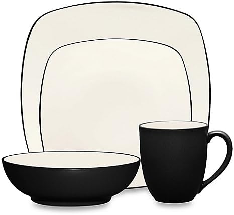 Colorwave Square 4-Piece Place Setting in Graphite Made of durable stoneware