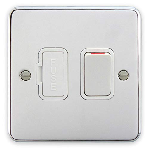 Deta 1913CHW Switched Spur Connection Unit Polished Chrome/White Insert - 13 Amp