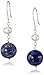 Amazon Collection Lapis Lazuli Bead and White Potato Freshwater Cultured Pearl Accent on Sterling Silver Drop Earrings