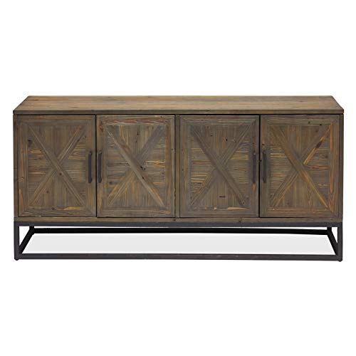 Modern Farmhouse Rustic Industrial Reclaimed Wood Metal Buffet Server Sideboard Cabinet Dining Room Storage Cupboard