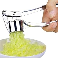 JSDOIN Garlic Press Garlic Peeler Set Stainless Steel NEW DESIGN - Professional Grade, Dishwasher safe- Easy to Clean