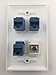 IBL-4 Port Wall Plate with Gold-Plated Coaxial TV Cable F Type + 3 Port Cat6 Ethernet Female to Female Jack in White