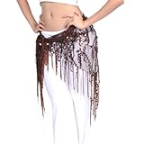 BellyLady Belly Dance Hip Scarf Shawl With Fringe Tribal Triangle Tassles Wrap COFFEE
