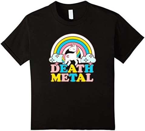 Kids Death Metal Funny Rainbow Unicorn Novelty T-Shirt 6 Black
