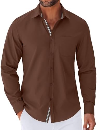 トップス everyone button down dress shirt L Amazon.com: ZITY Mens Hidden Placket Dress Shirts Long Sleeve