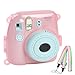 Katia Transparent Groovy Camera Case Compatible for Fufifilm Mini 8 and 9 with Rainbow Shoulder Strap - Pink