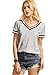 ROMWE Women's Casual Short Sleeve Cute T-Shirt V-Neck Summer Cotton Tops Grey S