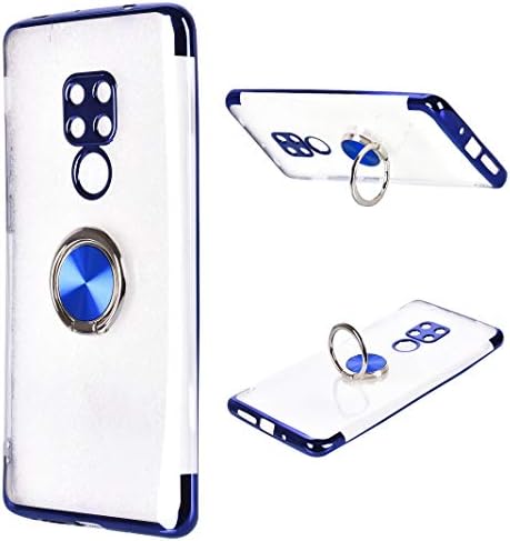 Compatible with Huawei Mate 20 Case with Ring Blue, Slim Finger Grip Cover with Ring Stand Holder 360 Degree Rotating Kickstand for Car Magnetic Mount Shockproof Skin Compatible with Huawei Mate 20