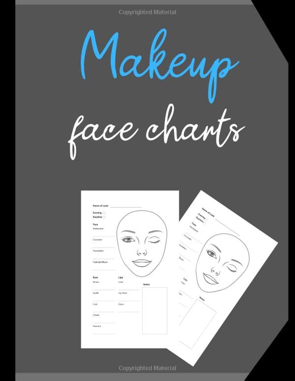 MakeUp Face Chart: Blank Workbook Paper Practice Face Charts For Professional Makeup Artists | 8,5 x 11 inches | Practice Makeup Sheets | Face Charts Vol 6