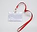 Shenglong New 50 Pcs Waterproof Type Clear Plastic Horizontal Name Tag Badge Id Card and 50 Pcs Red Lanyard